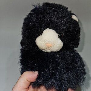 VTG Just Friends Black White Kitty Cat Plush Pink Bow 14" Long Soft Stuffed Toy